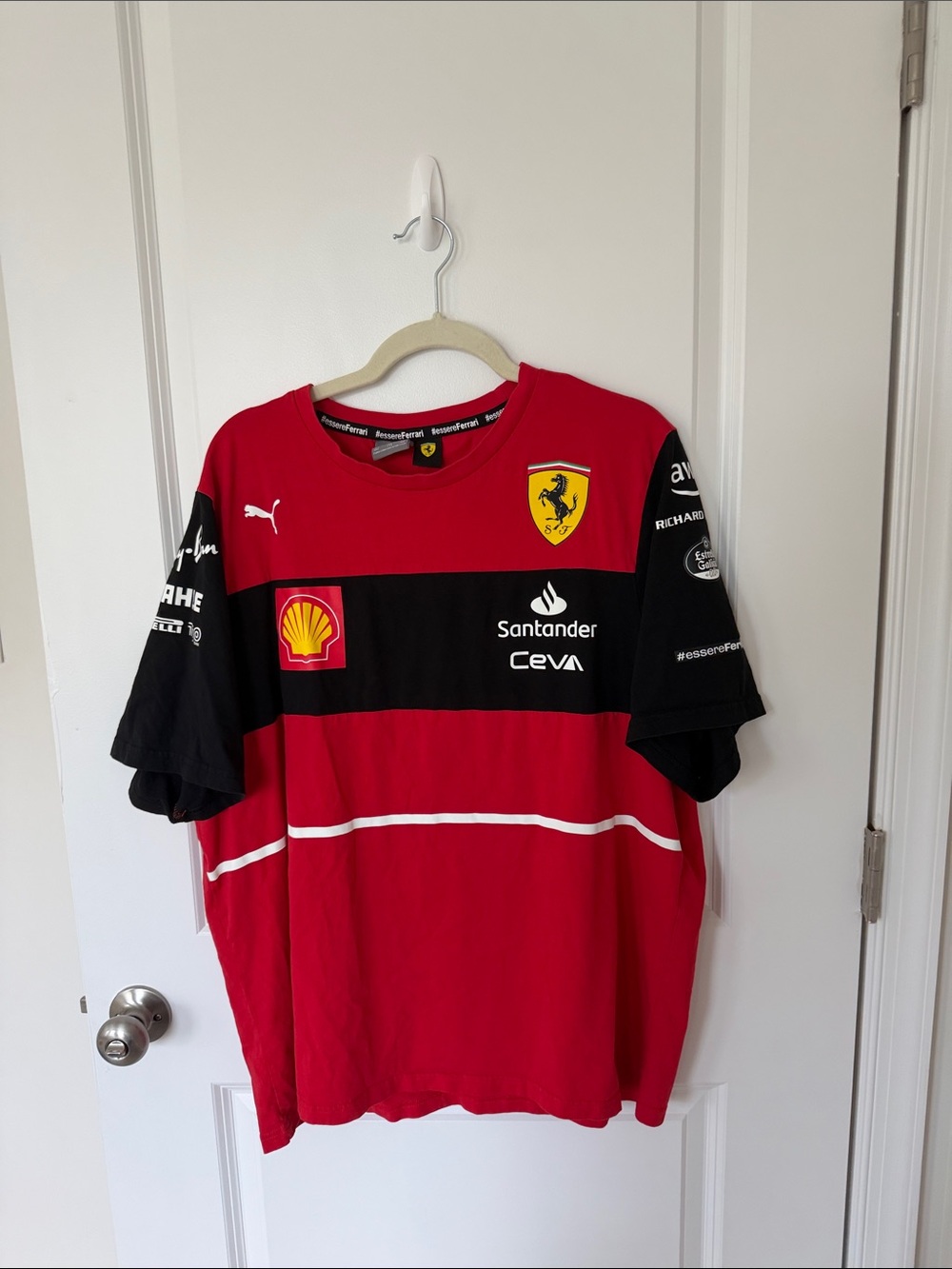 Puma Red and Black Ferrari Racing Short Sleeve Shirt
